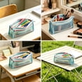 thumbnail image 6 of Hyknon Clear Mesh Pencil Pouch, Large Capacity Dual Zipper Pencil Case with 2 Compartments, Waterproof Travel Makeup Bag for Classroom Exam Office Stationery Organization, 6 of 6