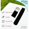 thumbnail image 4 of Sheer Knee High Socks, 6 Pairs 20D Premium Silky Soft Nylon Stockings Control Top Reinforced Toe, 4 of 6