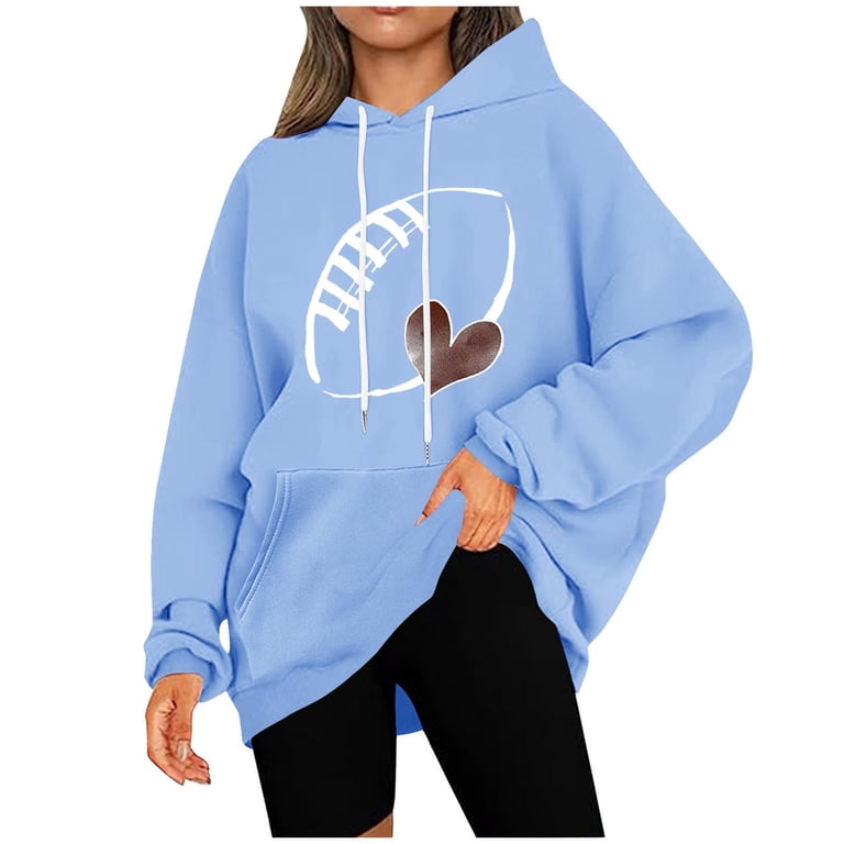 Fanxing Womens Plus Sweatshirts & Hoodies FootBall Heart Graphic