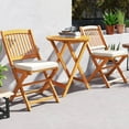 thumbnail image 4 of Costway 3 PCS Acacia Wood Patio Bistro Set Folding Table & Chairs Set with Cushions Beige, 4 of 11