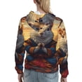 thumbnail image 7 of Fotbe Maple Leaf Meditating Squirrel Pattern Womens Long Sleeve Hoodie, Pullover Hooded Sweatshirt, Kangaroo Pocket Hoodie with Eye-catching Drawstrings-Small, 7 of 7