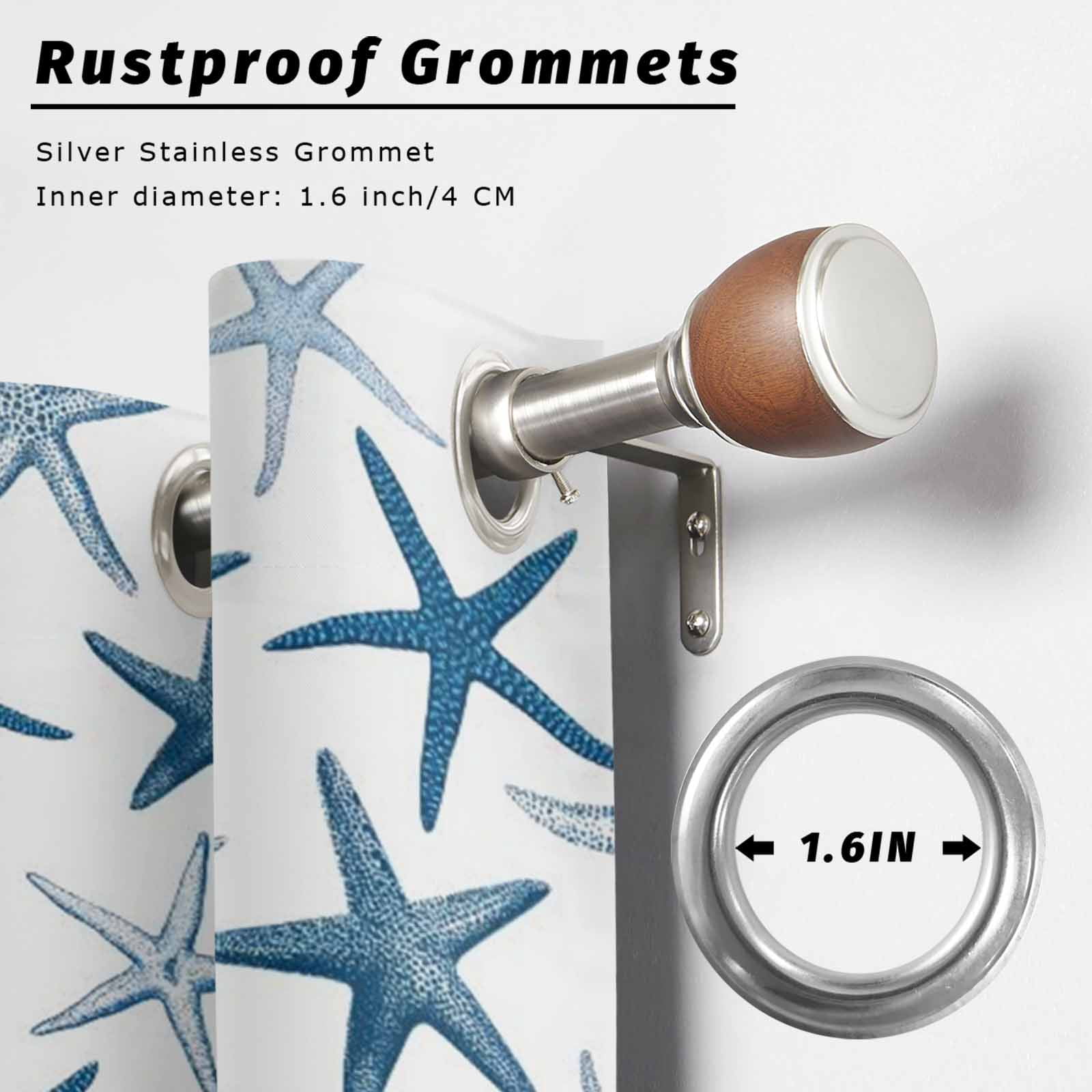 Summer Marine Life Outdoor Curtains for Patio, Watercolor Blue Starfishes Ocean Landscape Sunshade Privacy Drapes Grommet Waterproof Outside Curtains for Porch/Cabana/Balcony 54"x 108", 1 Panel