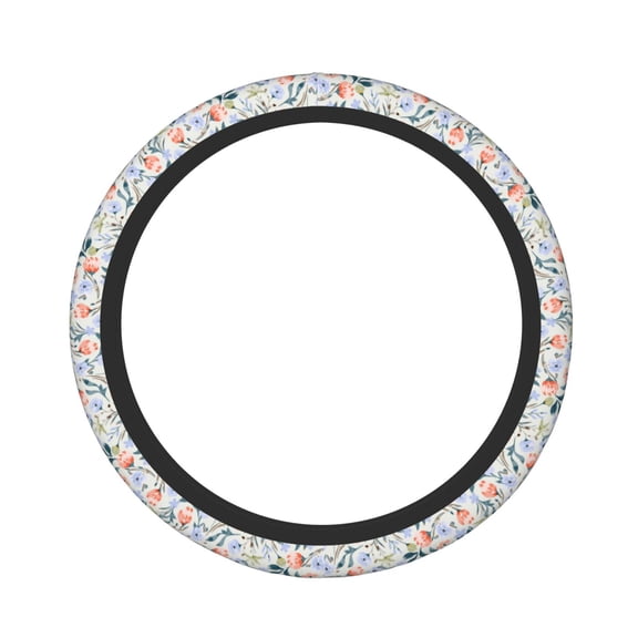 Naloa Watercolor Wildflowers 1 Elastic Steering Wheel Cover, Auto Steering Wheel Cover – 15 Inch, Fit Suvs,Vans Cars,Trucks