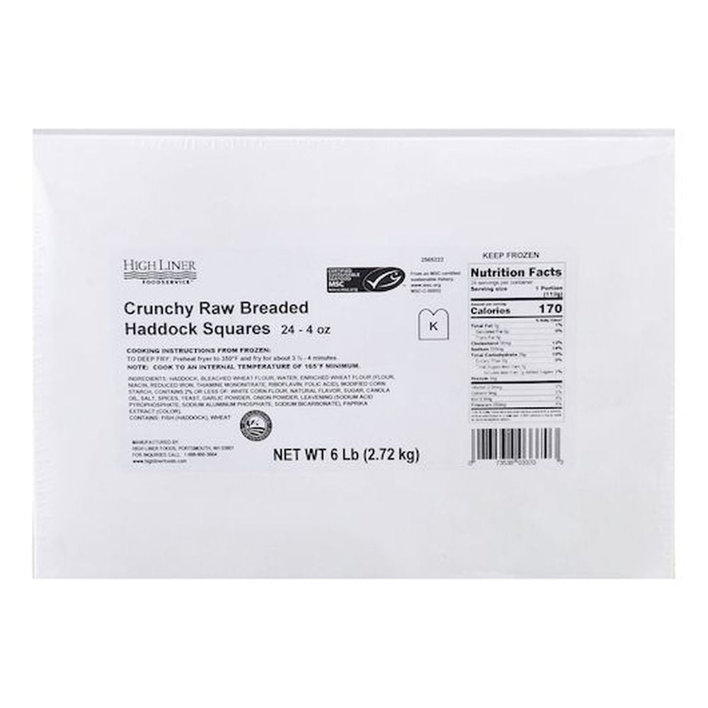 High Liner 4 Ounce Raw Crunchy Breaded Haddock Squares, 6 Pound -- 10 per Case.