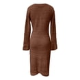 thumbnail image 4 of QHFBli Womens Long Cardigan Sweaters Oversized Bell Sleeve Open Front Button Down Casual Knit Fall Midi Dress, 4 of 5