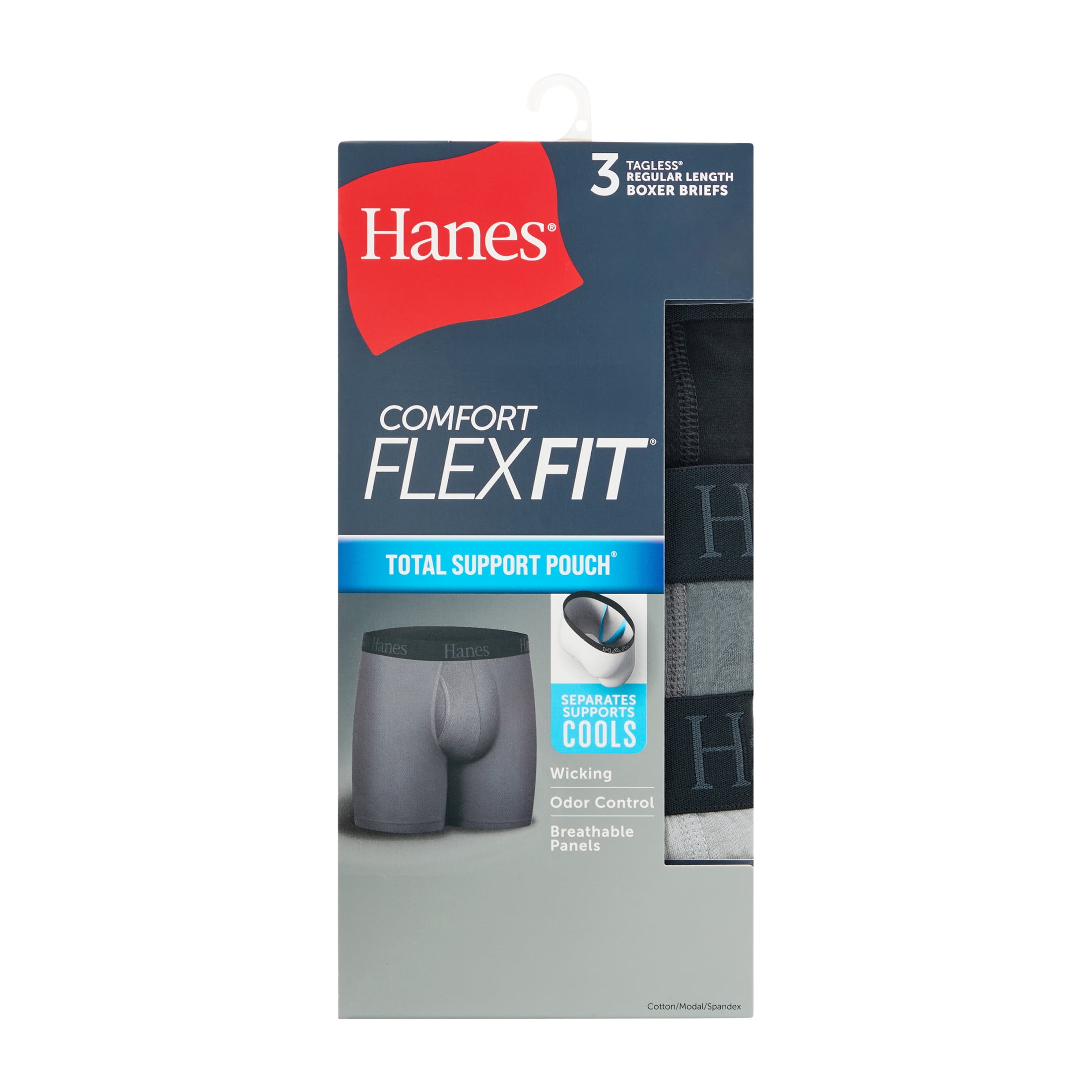 Hanes Mens Underwear Boxer Briefs, 3-Pack, Comfort Flex Fit Total Support Pouch CFFSF3