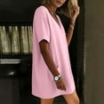 thumbnail image 7 of Efsteb Women's Cotton Tunic Dress V-Neck Short Sleeve Casual Loose Fit Short Dress with Side Pockets （Pink,XL）, 7 of 7