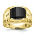 thumbnail image 1 of 10K Yellow Gold Ring Band Men's Diamond Round Onyx Black, Size 7, 1 of 5