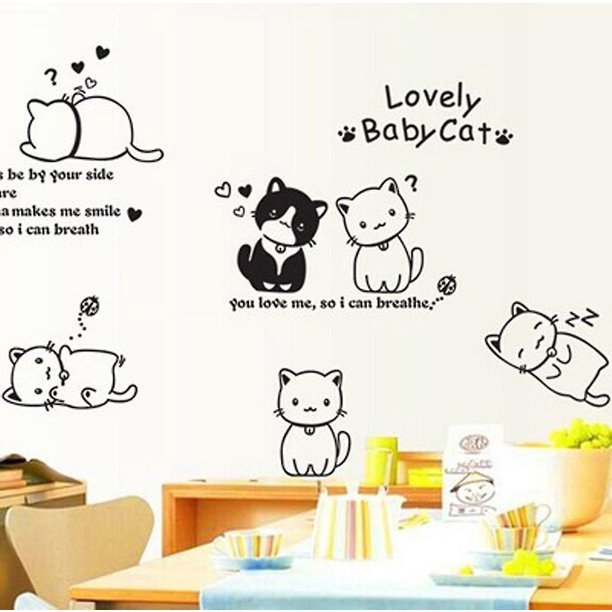 Etiqueta removible para pared de gatos encantadores de dibujos animados YONGSHENG 60cm X 90cm