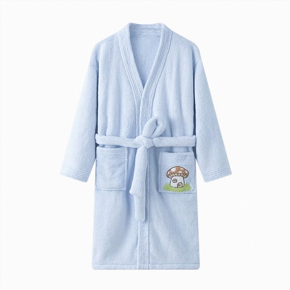 zuwimk Cotton Waffle Terry Towel Hooded Kids Bathrobe – Soft Absorbent Medium Weight Swim Robe for Boys & Girls(Sky Blue,5-8 Years)