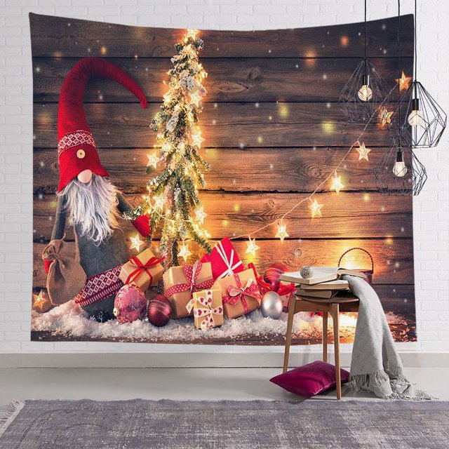 Tapiz de pared de Navidad Decoración colgante de pared Muñeco de nieve Papá Noel Árbol de Navidad Elemento Impresión digital Tapiz Ropa de cama Tapiz Dormitorio Sala de estar Estilo Sailing Electrónica