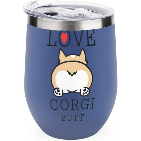 

Love Corgi Butt Stainless Steel Wine Tumbler Travel Mug Insulated with Lid Cup for Men Women 12oz