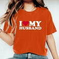 thumbnail image 3 of Fesfesfes T Shirt Pack I love my husband Womens Work Tops Girls Short Sleeve Out Blouse Valentine's Day Letter Print Gift Shirt T-Shirt Tops Womens Turtleneck Bodysuit 10(XL), 3 of 7