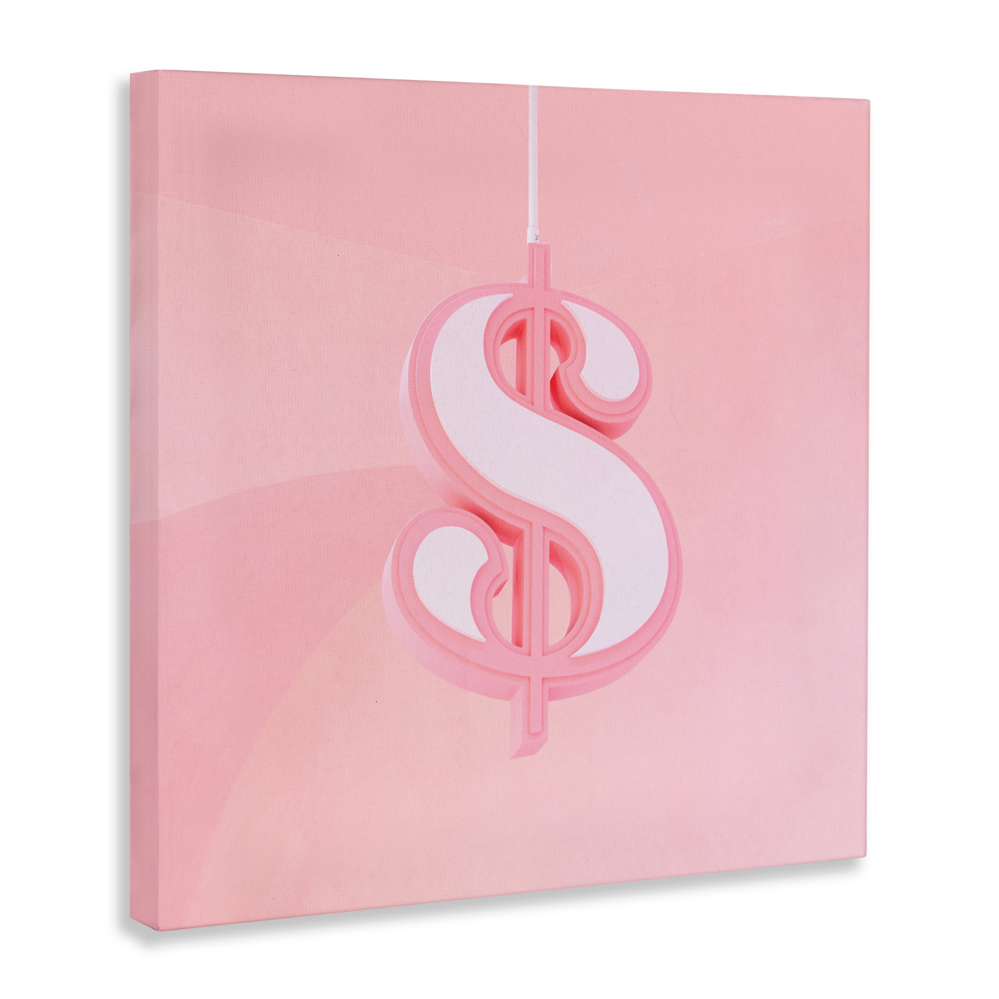 Pink Pastel Dollar Sign Canvas Wall Art, design by LISH Creative