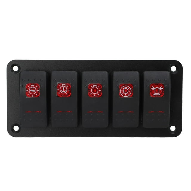Panel de interruptores LED, panel de interruptores, panel de interruptores de 5 bandas, panel de interruptores para vehículos recreativos, impulsado por el rendimiento
