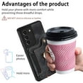 thumbnail image 6 of Phone Case for Samsung Galaxy S21 FE 5G Wallet Cover with Screen Protector and Wrist Strap Lanyard RFID Card Holder Ring Stand Cell Accessories S 21 EF S21FE5G UW S21FE 21S G5 6.4 inch Women Men Black, 6 of 13