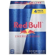 Red Bull Energy Drink, 80mg Caffeine, 8.4 fl. oz., Pack of 4 Cans