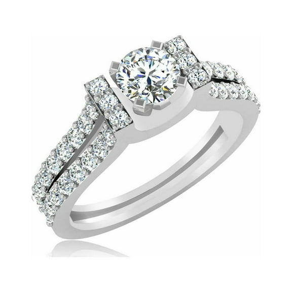 Solitaire 1.00 Carat 6.50 MM White Moissanite Diamond 18k White Gold Plated Ring Engagement Promise Ring , Wedding Ring , Ring for Her