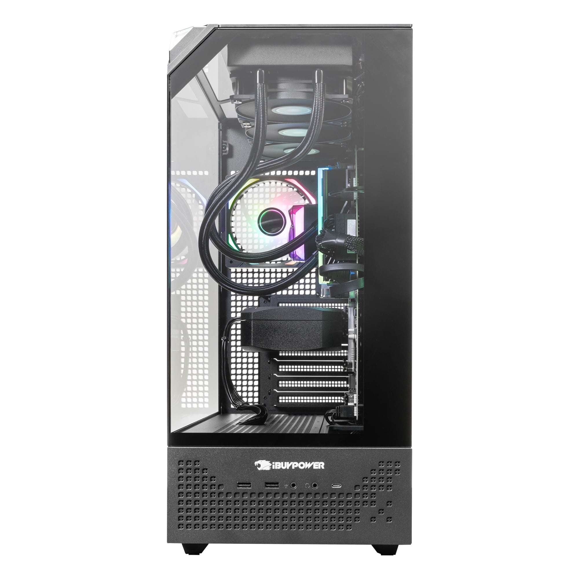 iBUYPOWER Element Pro Gaming PC Desktop Computer AMD Ryzen 7 9800X3D CPU, AMD Radeon RX 9070XT 16GB GPU, 32GB DDR5 RGB 5200MHz RAM, 2TB NVMe SSD,Windows 11 Home,Gamer Keyboard and Mouse-EPBA7R97XT02