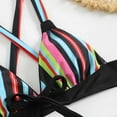 thumbnail image 5 of Sakmal Plunge Bikini Swimsuits Women Two Piece Swimwear Vacation Striped Pink Bathing Suits for Women S, 5 of 8