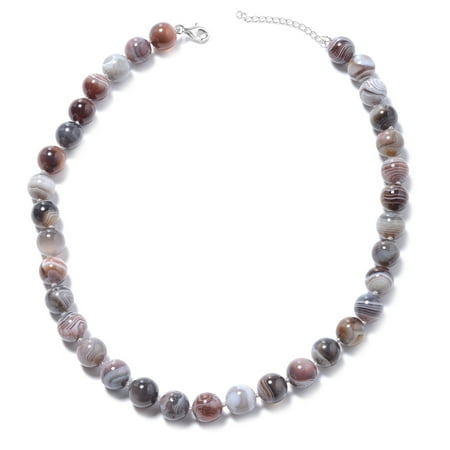 - Fluorite Agate 925 Sterling Silver Beads Strand Chain Necklace 18