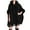 Black, variant on Womens Cape Loose Fit Plaid Fleece Lined Thickened Christmas Snowflake Print Wraps Coat Fur Collar Knit Batwing Sleeve Comfortable Warm Windproof Cold-Resistant Fringe Cappa