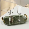 thumbnail image 3 of Serving Tray with Golden Handles Cosmetics Decorative Round Serving Tray Tray Decorative for Meals,Snacks Dark Green, 3 of 8