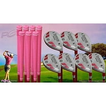 Senior Ladies iDrive Pink Golf Clubs All Hybrid Set 55  Years Womens Right Handed Lady Full True Hybrid Complete Set which Includes: #5, 6, 7, 8, 9, PW, SW New Utility Senior Flex Club
