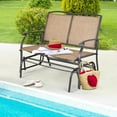 thumbnail image 2 of HLL 2-Person Patio Glider Bench, Outdoor Rocker Glider Loveseat Chair W/Heavy-Duty Steel Frame, Breathable Seat Fabric, Rocking Lounge Chair for Poolside, Garden, Backyard (Brown), 2 of 9