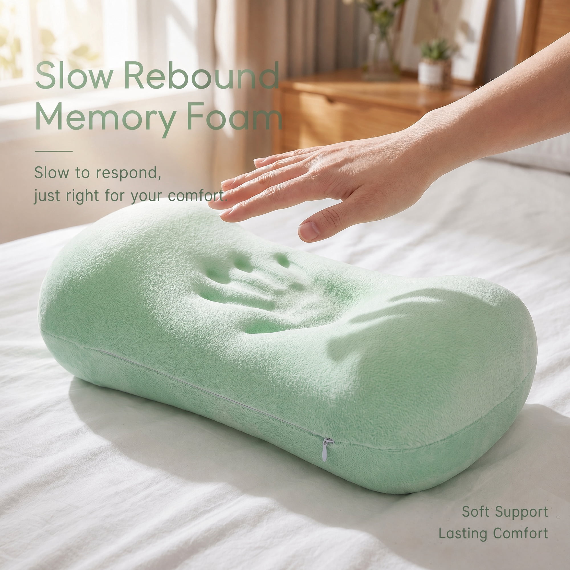 Unique Bargains Neck Pillow Sponge Cervical Support for Sleeping Green B 16.5"x7.9"x4.3"