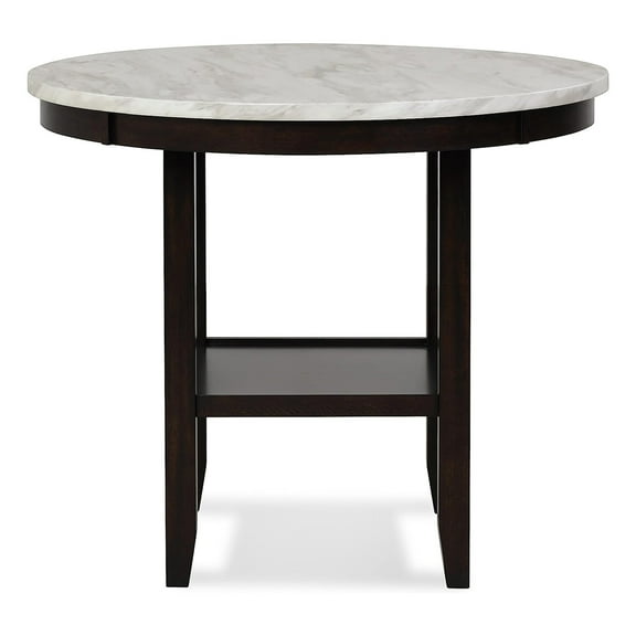 New Classic Furniture Celeste 42" Faux Marble Round Counter Table, Espresso