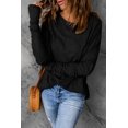 thumbnail image 3 of ABPHQTO Sudadera larga de manga larga con cuello redondo liso negro para mujer, 3 of 5