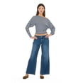 thumbnail image 2 of Forever 21 Women's Off Shoulder Long Sleeve Dolman Top with Banded Bottom - Relaxed Fit OTS Pullover Casual Everyday Style, Navy, X-Small, 2 of 6