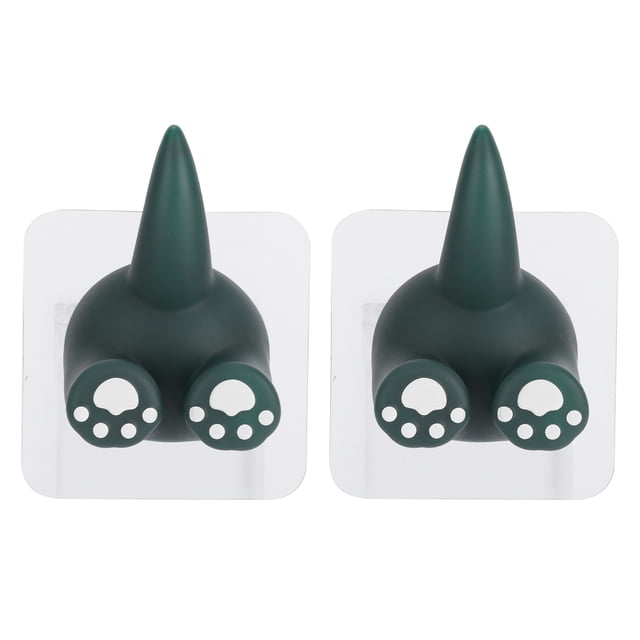 2 Pcs Animal Tail Hook PunchFree Animal Tail Sucker Hook for Matte Glass Ceramic Tiles Marble Metal(Green )