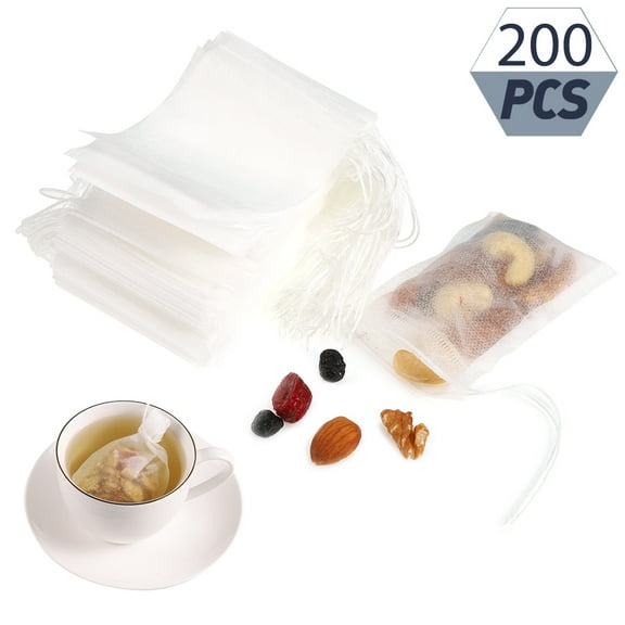 Qweryboo 200 Pcs Tea Filter Bags, Disposable Tea Infuser Bags Paper, Empty Tea Bags Drawstring Herb Filter Bag for Loose Leaf Tea