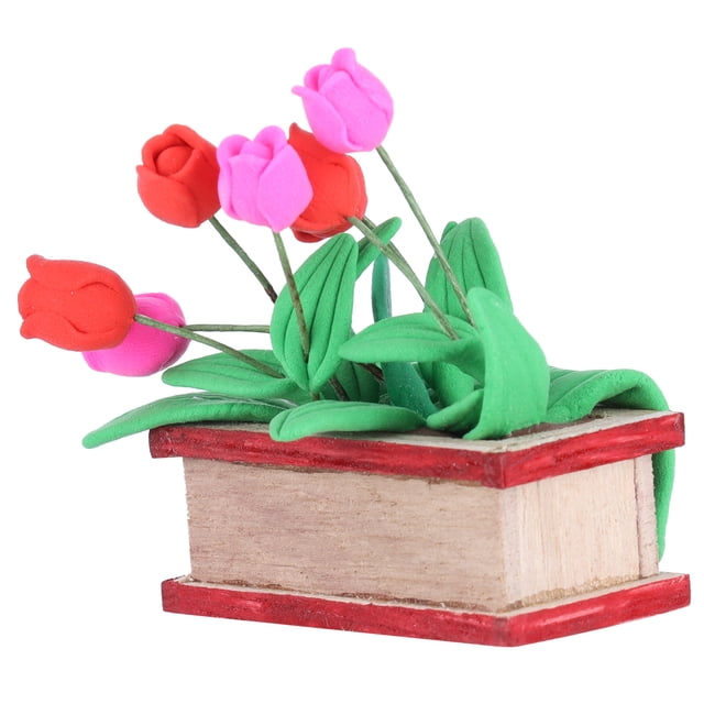 Mini simulación de flores en maceta, tulipanes en miniatura para casa de muñecas, exquisitos tulipanes en miniatura para casa de muñecas, accesorios de decor