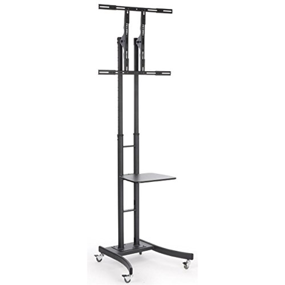 Mobile LCD TV Stand with Locking Casters, Height Adjustable Bracket