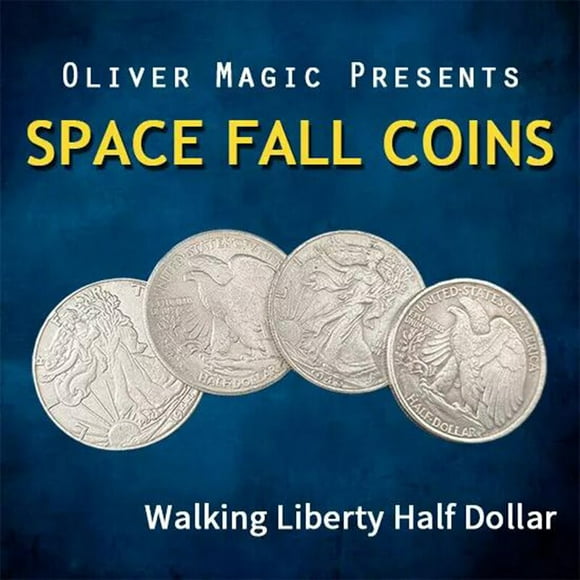 Space Fall Coins (Walking Liberty Half Dollar) Magic Tricks Coin Magia Magician Props Illusions Gimmick