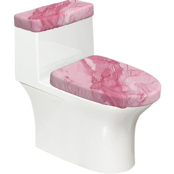 Toilet Lid Cover Set Of 2 Soft Stretchy Toilet Tank And Lid Cover For Most Toilets Great Gift For Housewarming Pink Marble_21256_1