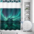 thumbnail image 3 of No Hook Shower Curtain, Night Sky Shower Curtains for Bathroom with See Through Top Window, Winter Snowy Green Natural Light Mountain Waterproof & Washable Bath Curtain 60"x72", 3 of 9