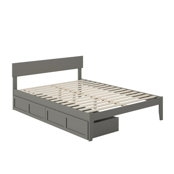 Boston Queen Bed with 2 Extra Long Drawers in Grey