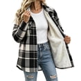 thumbnail image 2 of Turilly Women's Fleece Lined Shacket with Button Down Plaid Collared Chest Pocket Winter Outerwear Warm Fall Jacket, 2 of 6