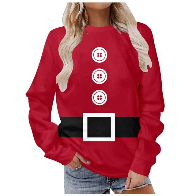 WEAIXIMIUNG Robe Chandail en Molleton Manches Courtes Femme Velours Chandail en Molleton de Noël Mignon Col Rond Chandail avec Imprimé Mode Vacances Sans Capuche