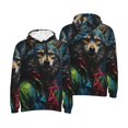 thumbnail image 6 of Bingfone Vintage Wolf Warrior Men's Drawstring Hoodie Long Sleeve Pocket Sweatshirts-Small, 6 of 6