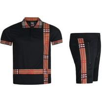 MEN'S 2 PIECE SOLID SUMMER PLAID CHECKER STRIPED CASUAL SHORT SET W/DRAWSTRINGS