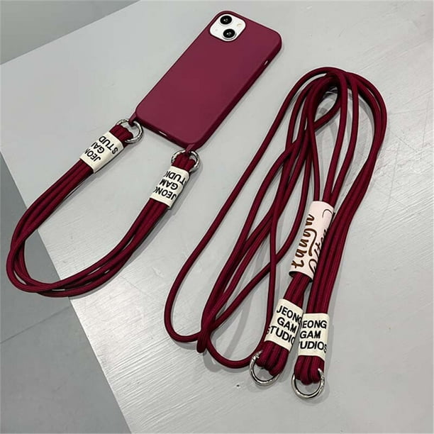 Funda de silicona a prueba de golpes para iPhone, funda con correa de cordón de doble collar para iPhone 14 11 12 13 Pro Max Mini XS XR X 7 8 6 Plus SE Fivean unisex