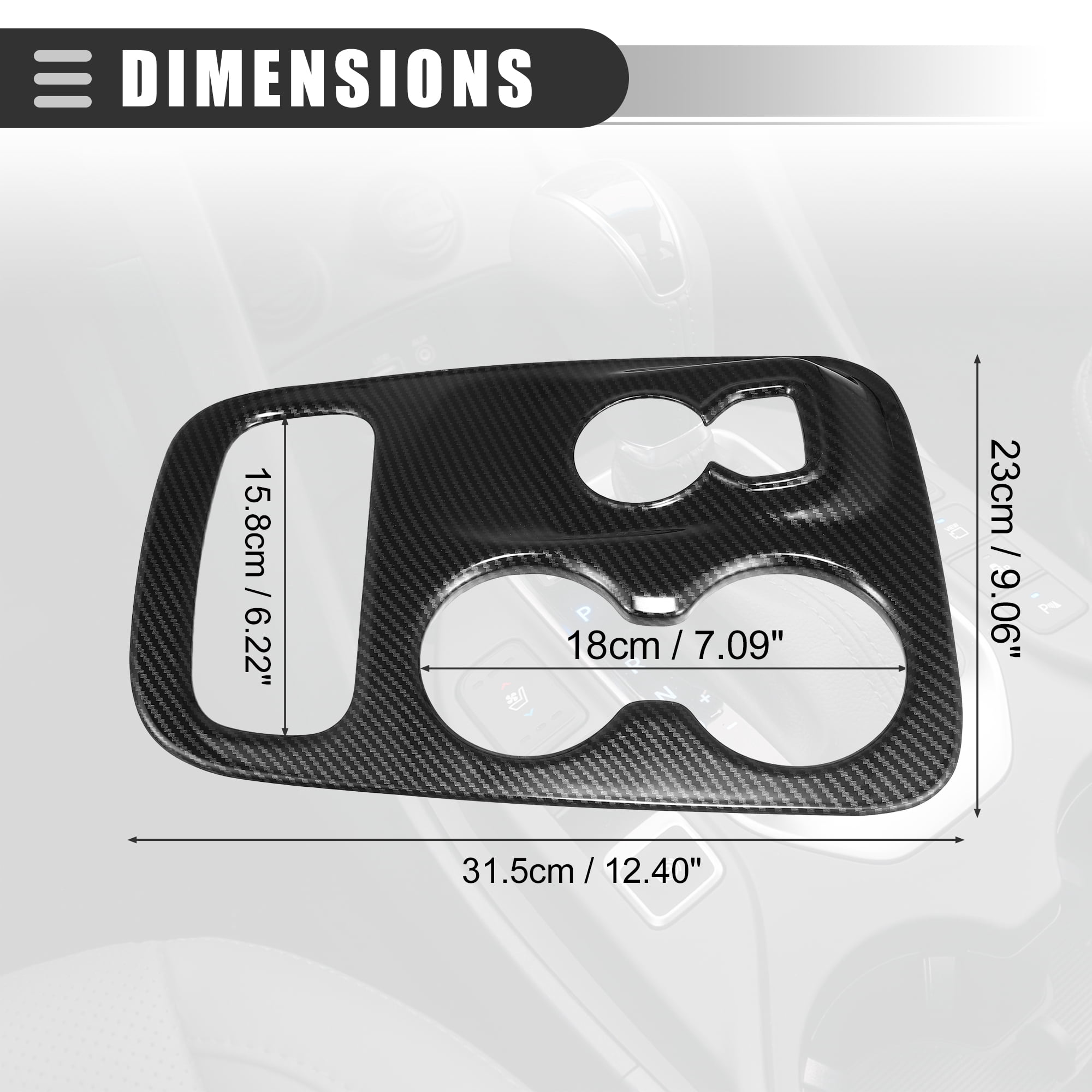 Unique Bargains Carbon Fiber Gear Shift Panel Trim for Dodge Durango 14-17 Black