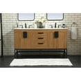 thumbnail image 3 of Pemberly Row 60" Aluminum Alloy Iron Double Bathroom Vanity in Walnut, 3 of 8