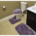 thumbnail image 2 of Garland Rug Finest Luxury Washable Bath Set, 3 Piece Set (21"x34" Bath Rug, Contour Rug, & Toilet Lid) Purple, 2 of 5