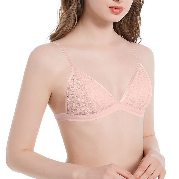 EaskTriop Lace Triangle Bralette for Women - Wireless V Neck Unlined Bra with Thin Straps, Soft Comfy Everyday Support Bralettes